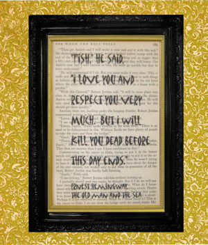 Ernest Hemingway Fish Quote on First Edition Hemingway Book Page ...