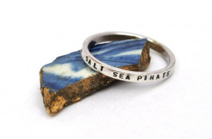 Silver quote ring. Salt sea pirate.