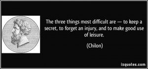 The three things most difficult are — to keep a secret, to forget an ...