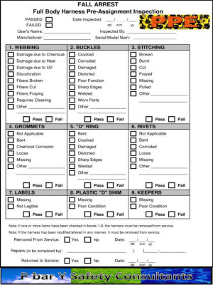 Search Results for: Safety Harness Inspection Checklist