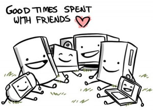 computer, friends, technology