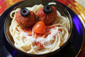 Funny Face Turkey Meatballs and Spaghetti