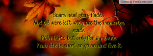 Scars heal, glory fades,And all we're left with are the memories made ...