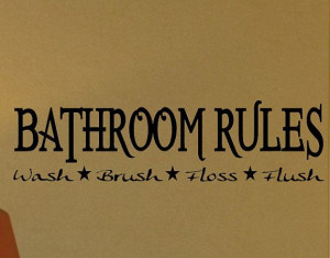 WallStickersUSA Bathroom Rules Wash Brush Floss Flush Vinyl Quote and ...