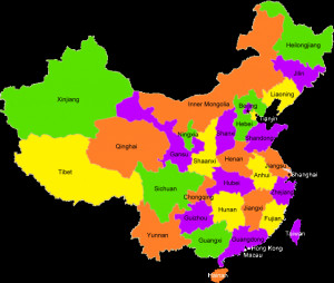 Chinese China Map with Provinces