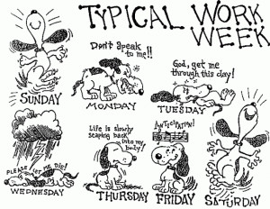 typical work week peanuts snoopy