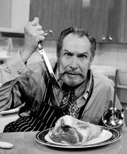 Vincent Price. He stabs it with his steely knife but he just can't ...