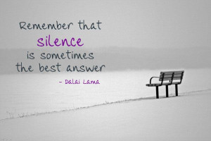 Remember that silence is sometimes the best answer. ~Dalai Lama