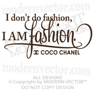 Coco Chanel Quote Vinyl Wall Decal Lettering I AM FASHION Girls ...
