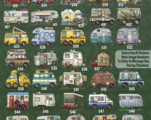 Pack of 8 happy Camper RV stickers Whimsical RV travel trailer camper ...