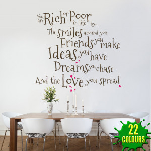 ... Brown and Magenta You Are Rich or Poor 2 wall decal in a dining room