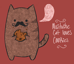 Mustache Cat Loves Cookies