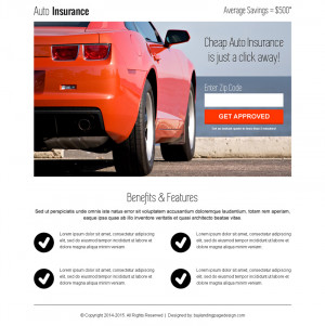 Auto Insurance Zip Capture Modern Landing Page Design