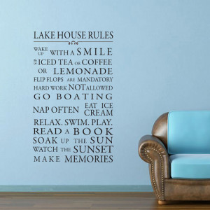 Lake House or Cottage, Beach Rules vinyl wall decal art