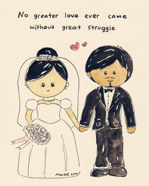 love #wedding #couple #cute #cartoon #watercolor #mentol
