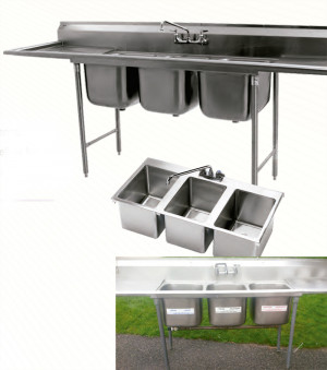 The Three Basin Pot and Pan Stainless Steel Sink