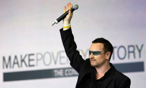 Bono from U2 campaigning to Make Poverty History