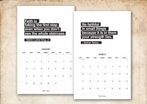 2014 Printable Calendar. Inspirational Quotes. 2 Months per sheet.