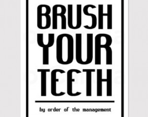 BRUSH TEETH Quote Fun Wall Art Bathroom Print, Bold Brush Your Teeth ...