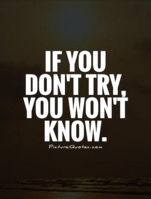 If you don't try, you won't know. Picture Quote #1