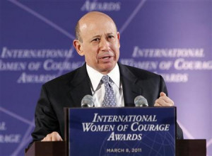 Lloyd Blankfein, Chairman and CEO of Goldman Sachs, addresses the ...