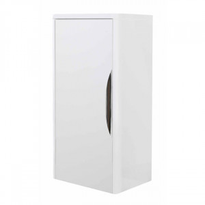 High Gloss White Curved Medium Wall Mounted Cupboard