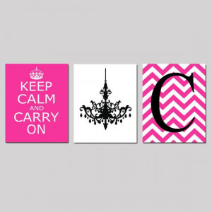Keep Calm and Carry On Chevron Monogram Chandelier Trio by Tessyla, $ ...