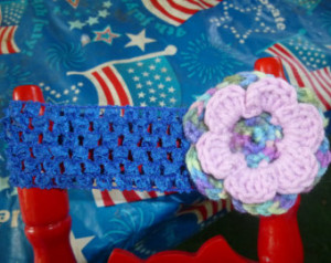 Navy Blue Crochet Flower Headband