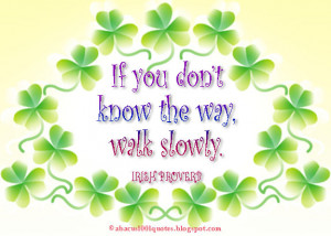 If you don’t know the way, walk slowly.