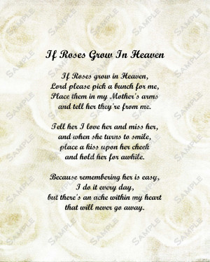 Happy Birthday Mom In Heaven Poems Memorial poem for mother roses