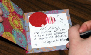 Writing Love Quotes Inside a DIY Handmade Valentine's Day Book