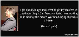 got out of college and I went to get my master's in creative writing ...