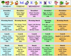 Our Month of Childcare Menus