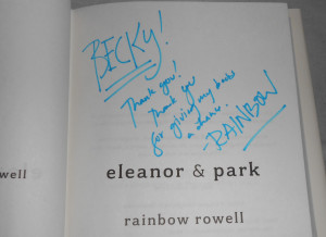 ... from Rainbow Rowell's reading/signing at The Bookworm in Omaha, NE