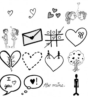 gray love doodles isolated love doodles
