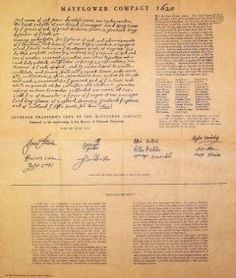 The Mayflower Compact signed by several of my ancestors More