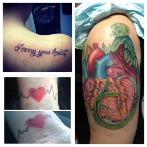 ... bit about the tattoos she received in memory of her heart donor