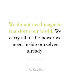 Good Graduate Quotes by J.K. Rowling ~We Do Not Need Magic To ...