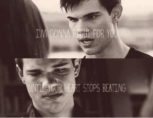 Taylor Launter as Jacob in the twilight quote to Kristen as Bella