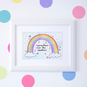 - Somewhere Over the Rainbow A4/A5 illustration - Art Design Quote ...