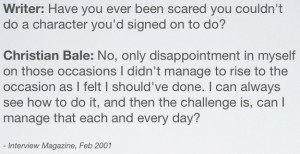 Christian Bale on Disappointment