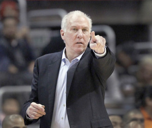 San Antonio Spurs Coach Gregg Popovich directs his players during a ...