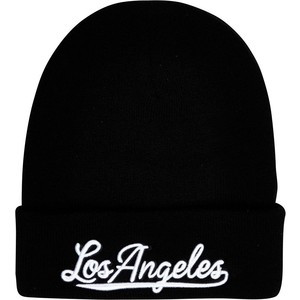 River Island Black Los Angeles beanie hat