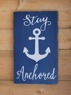 Beach Sign Anchor Nautical Decor Stay Anchored Wooden Sign Rustic ...