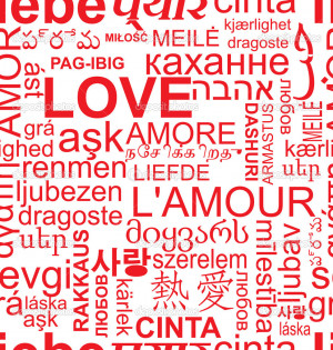 Seamless love background - word collage in different language - Stock ...