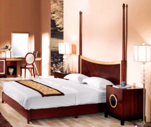 Star Classical Hotel Wooden Bedroom Furniture Set with Sofa and Bed