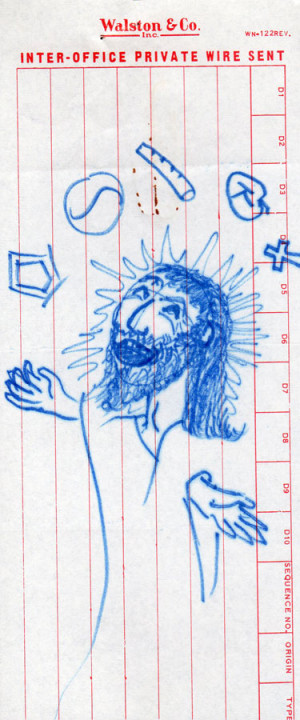 Greg Hill sketch for Kerry Thornley's Church of the Laughing Christ ...