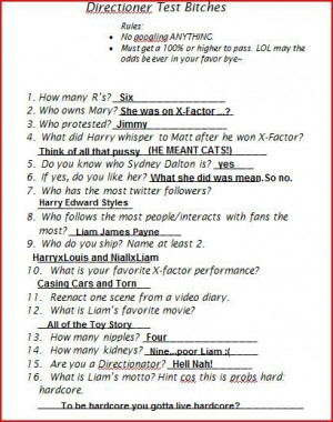 Directioner Quiz Description