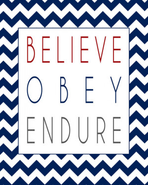 ... Endure, Red white blue chevron print 5x7 or 8x10, Inspirational quotes