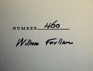William Faulkner's signature (via www.kruegerbooks.com)